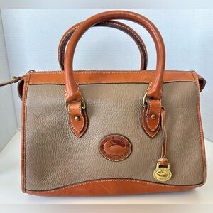 Vintage Dooney & Bourke Taupe Pebbled Weather Leather Bag
